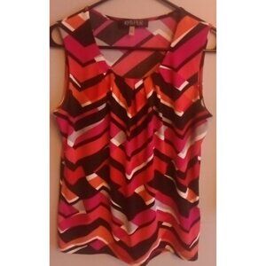 KASPER Women Lightweight Stretch Polyester Tank Top Pleat Front Multicolor  XS